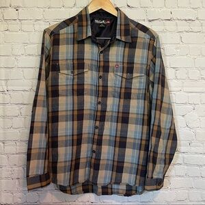 Quicksilver Plaid Button Down Long Sleeve Shirt size Small